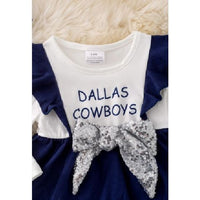 Dallas Cowboys Baby Onesie with Silver Sequin Bow