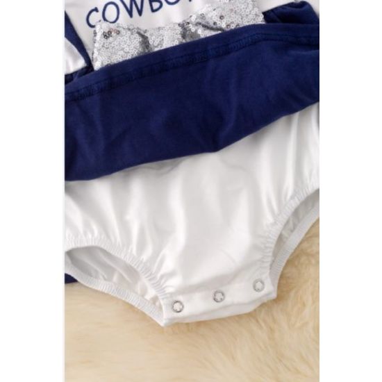 Dallas Cowboys Baby Onesie with Silver Sequin Bow