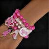 Dark Pink Breast Cancer Charm Stretchy Bracelets