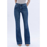 High Rise Dark Wash Trouser Hem Bootcut Jeans