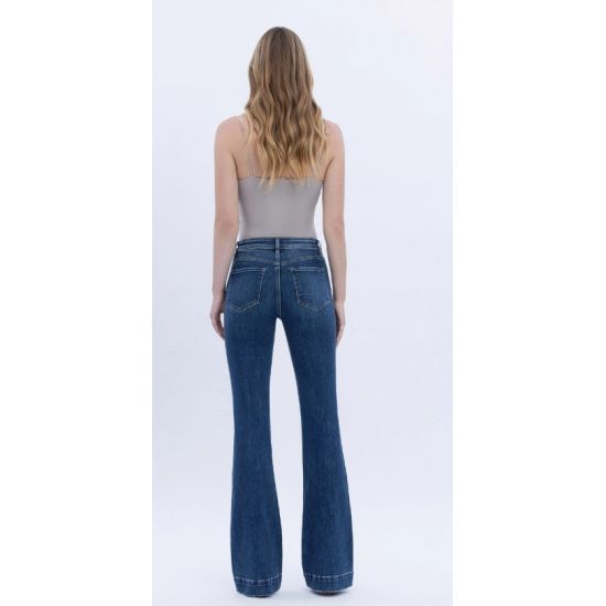High Rise Dark Wash Trouser Hem Bootcut Jeans