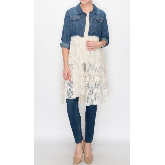 Denim Jacket with Ivory Lace