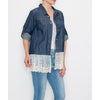 Denim Jacket with Lace Trim