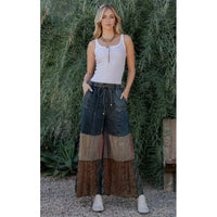 Patchwork Tiered Boho Denim Pants