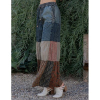 Patchwork Tiered Boho Denim Pants