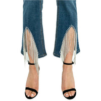Glitz and Glam Rhinestone Fringe Jeans