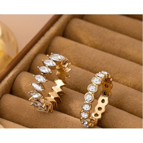 Gold Crystal Stretch Stackable Ring Set