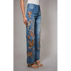 Floral Embroidered Wide Leg Denim Pants