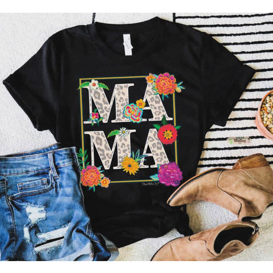 Fiesta Mama Black Tee - Rhinestone Gal