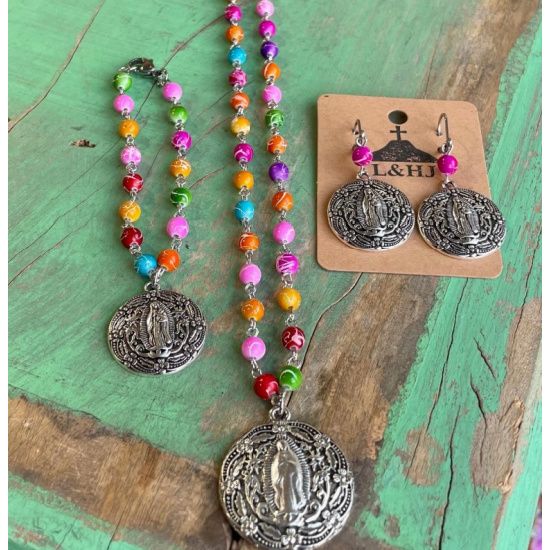 Fiesta Our Lady of Guadalupe Beaded Necklace