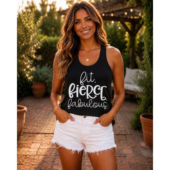 Fit. Fierce. Fabulous. Black Racerback Tank