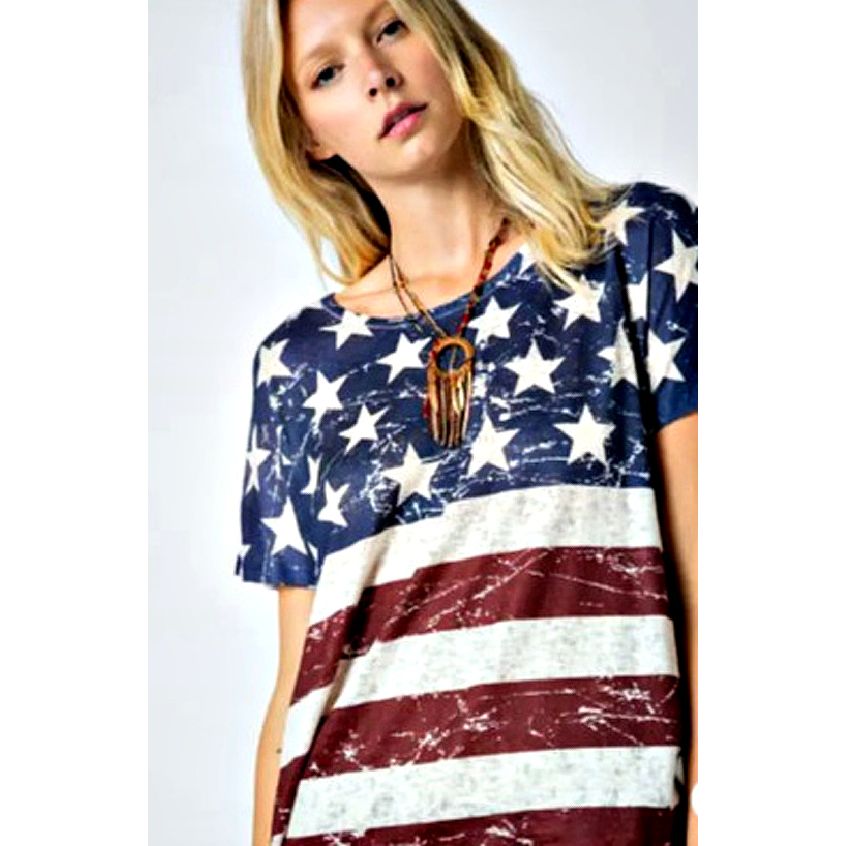 Vintage American Flag Oversized Tee