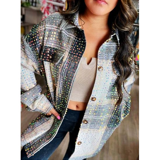 Flannel Plaid Sequin Shacket