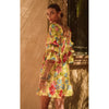 Yellow Floral Embroidery Puffed Sleeve Mini Dress