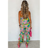 Mix Tropical Print Strapless Ruffled Jumpsuit - Rhinestone Gal