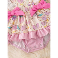 Girls Floral Bunny Twirl Onesie with Pink Side Bows