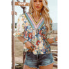 Boho Bloom Floral Print V-Neck Blouse