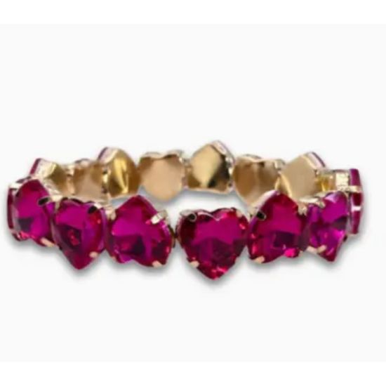 Pink Panache Fuchsia Rhinestone Heart Stretch Bracelet