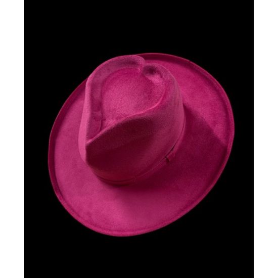 Heart Style Vegan Suede Fedora Hat