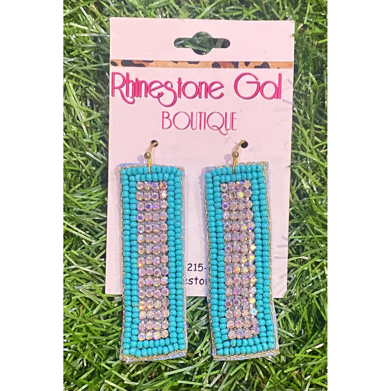 Turquoise Beaded Glam Earrings