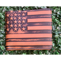 Embossed American Flag Genuine Leather Wallet with RFID Blocking