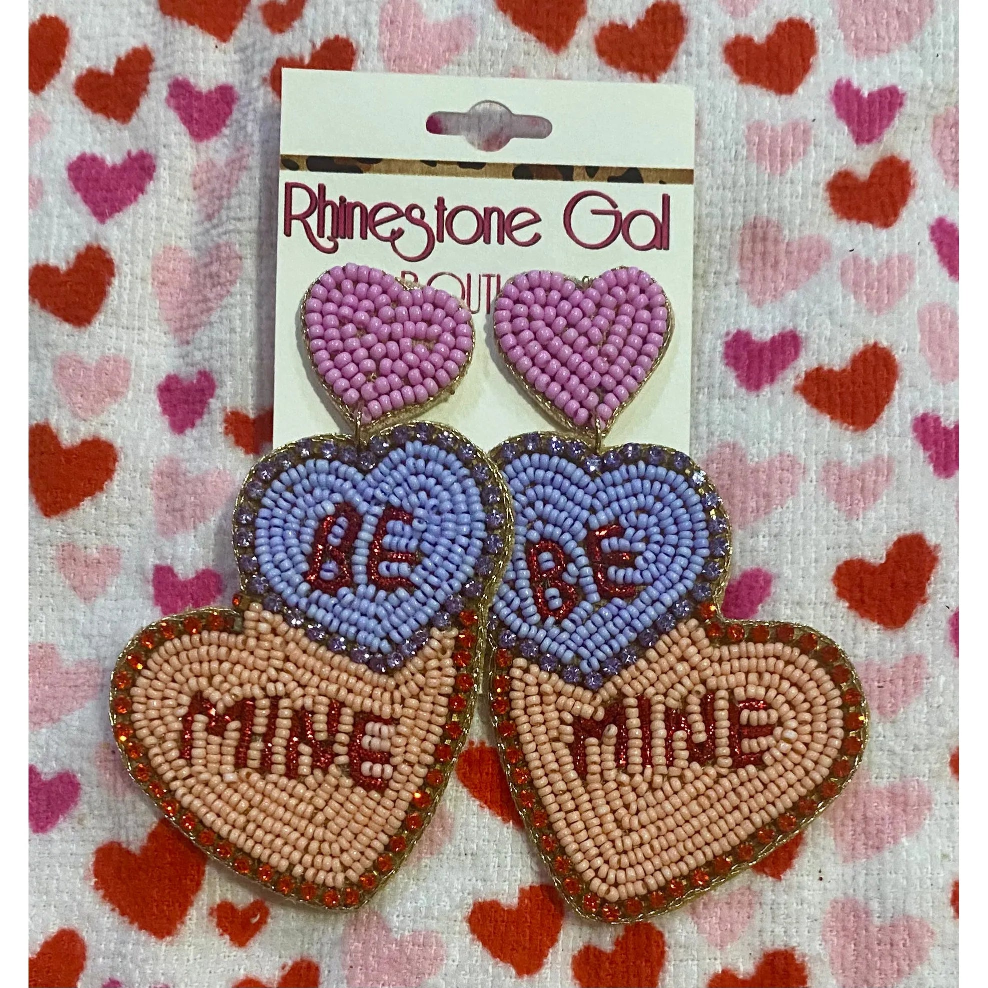 Be Mine Beaded Conversation Heart Valentine Earrings