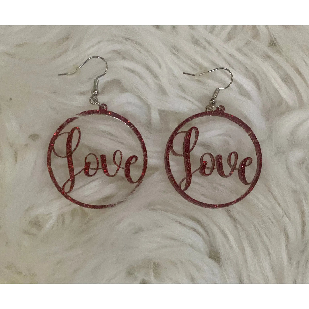 Love Hoop Red Acrylic Hoop Earrings - Rhinestone Gal