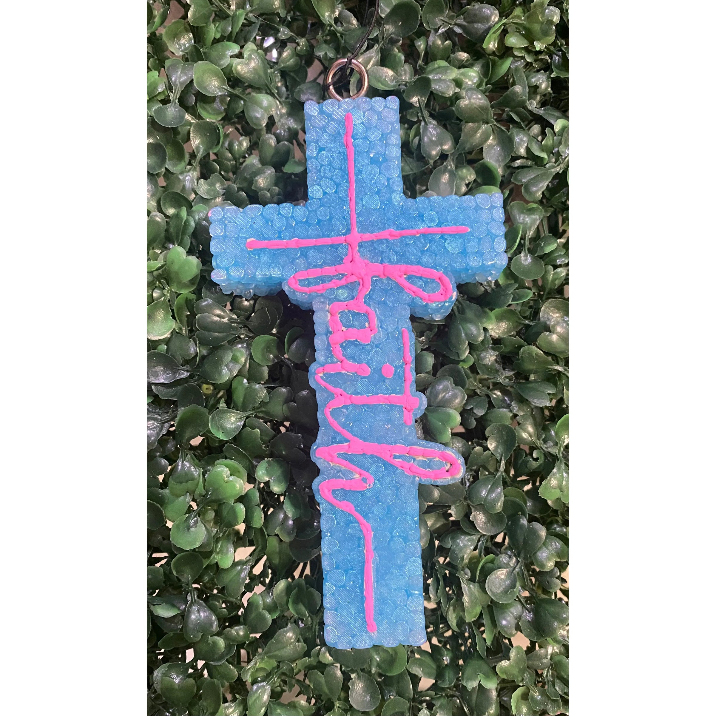 Faith Cross Car Freshener – Handcrafted Aroma Bead Freshie