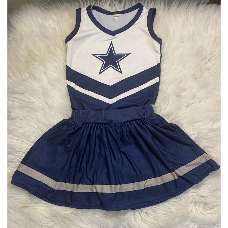 Girls Dallas Cowboys Cheerleader Top and Skirt Set