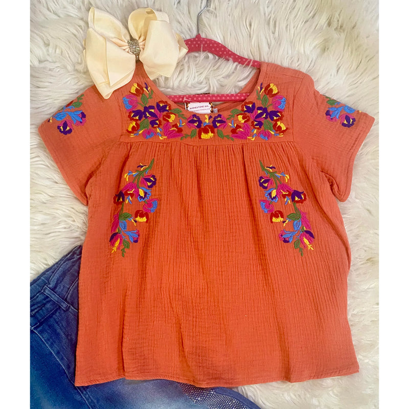 Little Boho Babe Embroidered Top