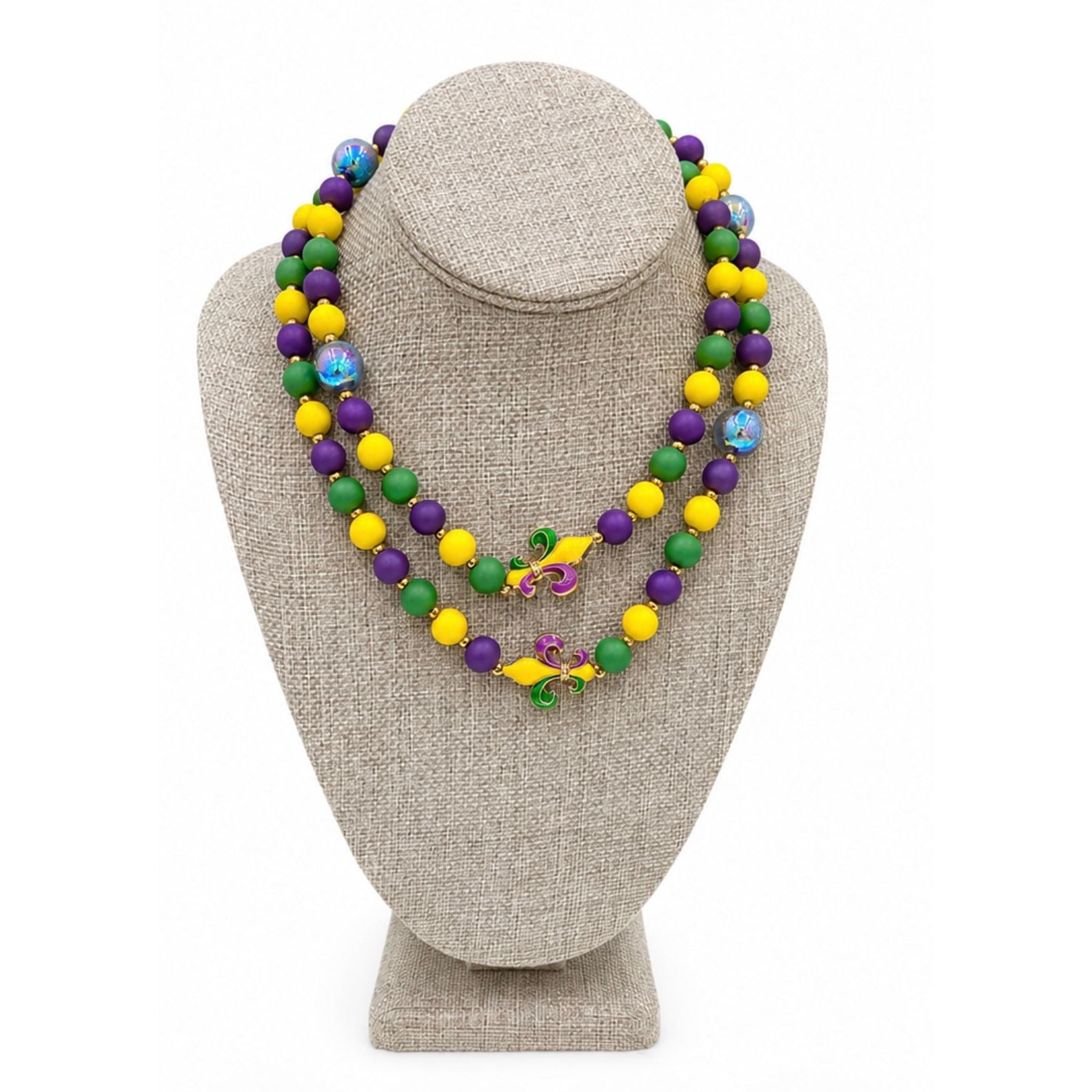 Classic Mardi Gras Beaded Necklace – 32” with Extender