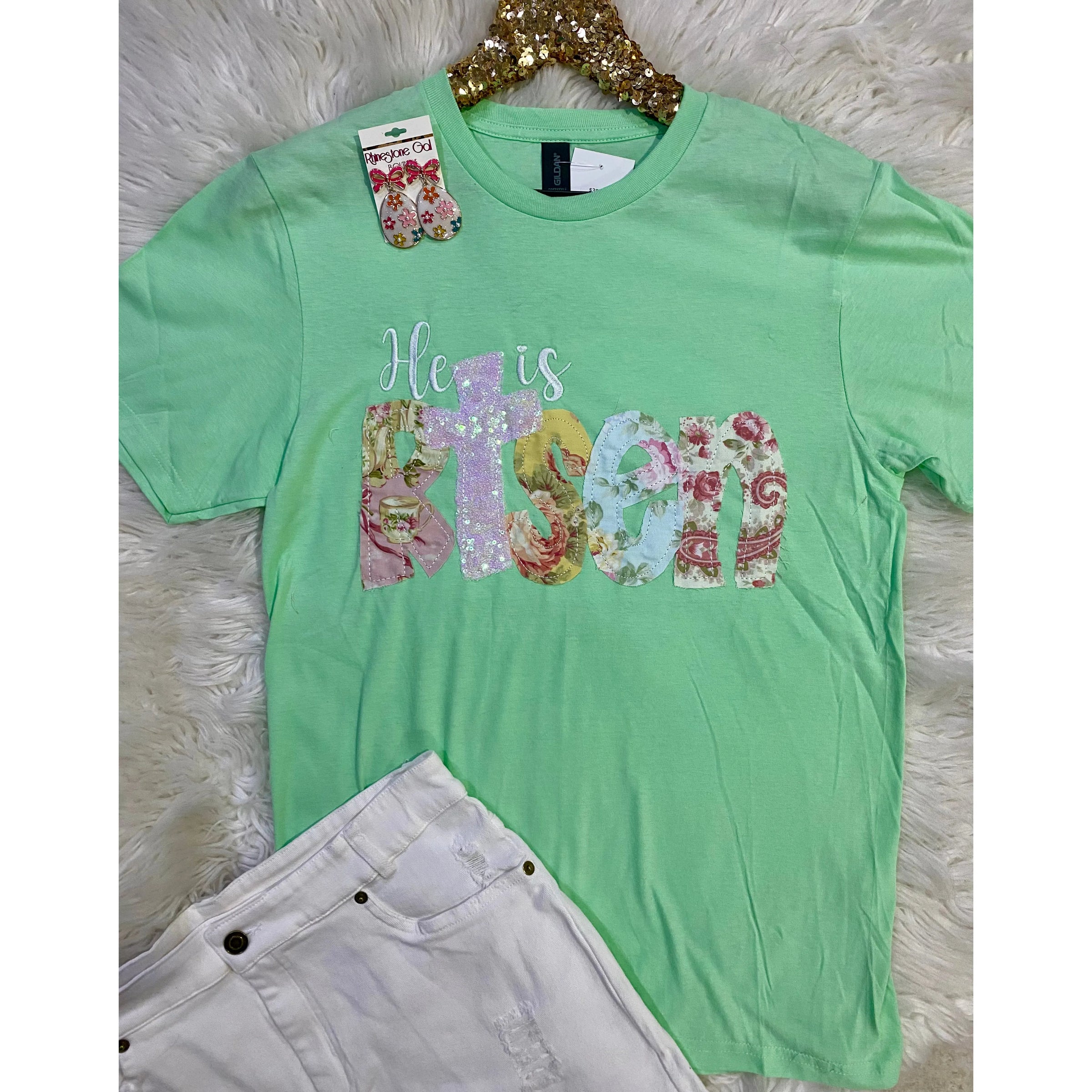 He Is Risen Floral Patch Tee