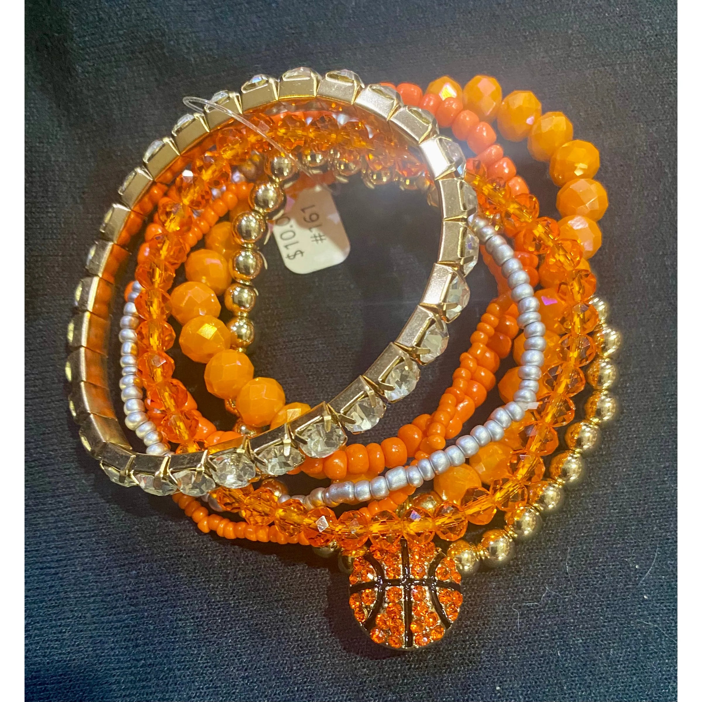 Basketball Beaded Bracelet Stack