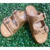 Very G Tan Tooled Double Buckle Sandals
