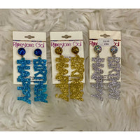 Happy Birthday Acrylic Earrings - Rhinestone Gal