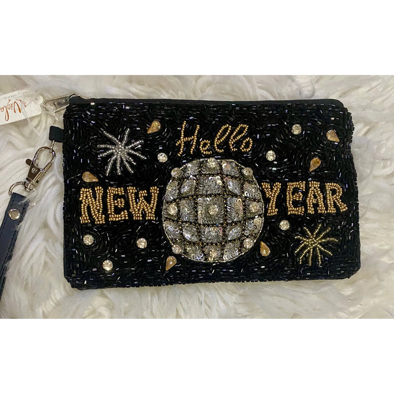 Hello New Year Beaded Wristlet