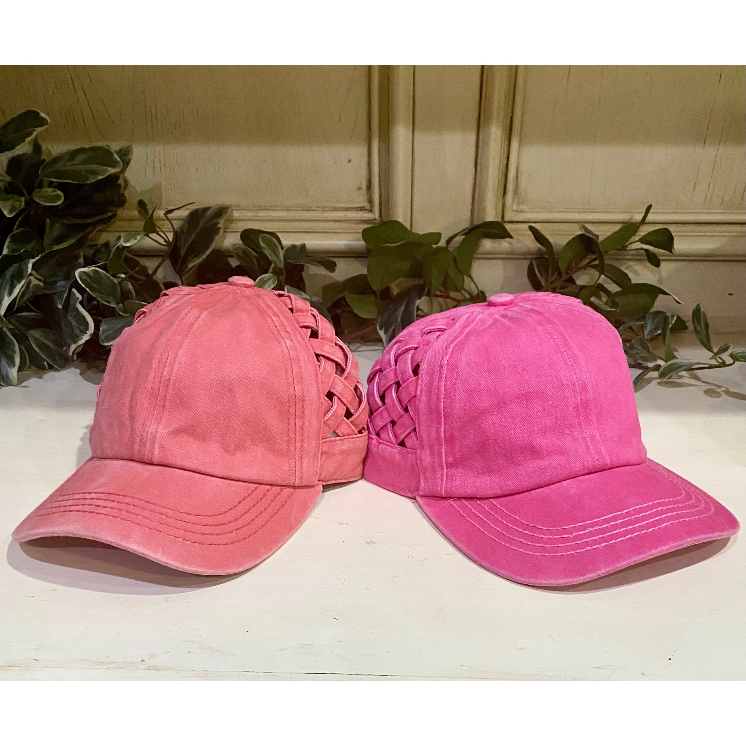 C.C. Woven Criss Cross Ponytail Baseball Cap