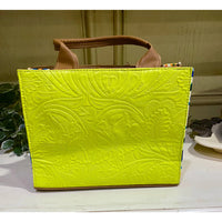 Artisanal Embroidered Look Leather Tote Bag – Medium