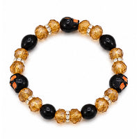 Sugar Skull Beaded Stretchy Bracelet with Rhinestone Spacers