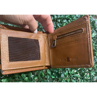 Embossed American Flag Genuine Leather Wallet with RFID Blocking