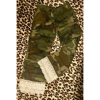 Camo Cargo Pants with Layered Lace Hem