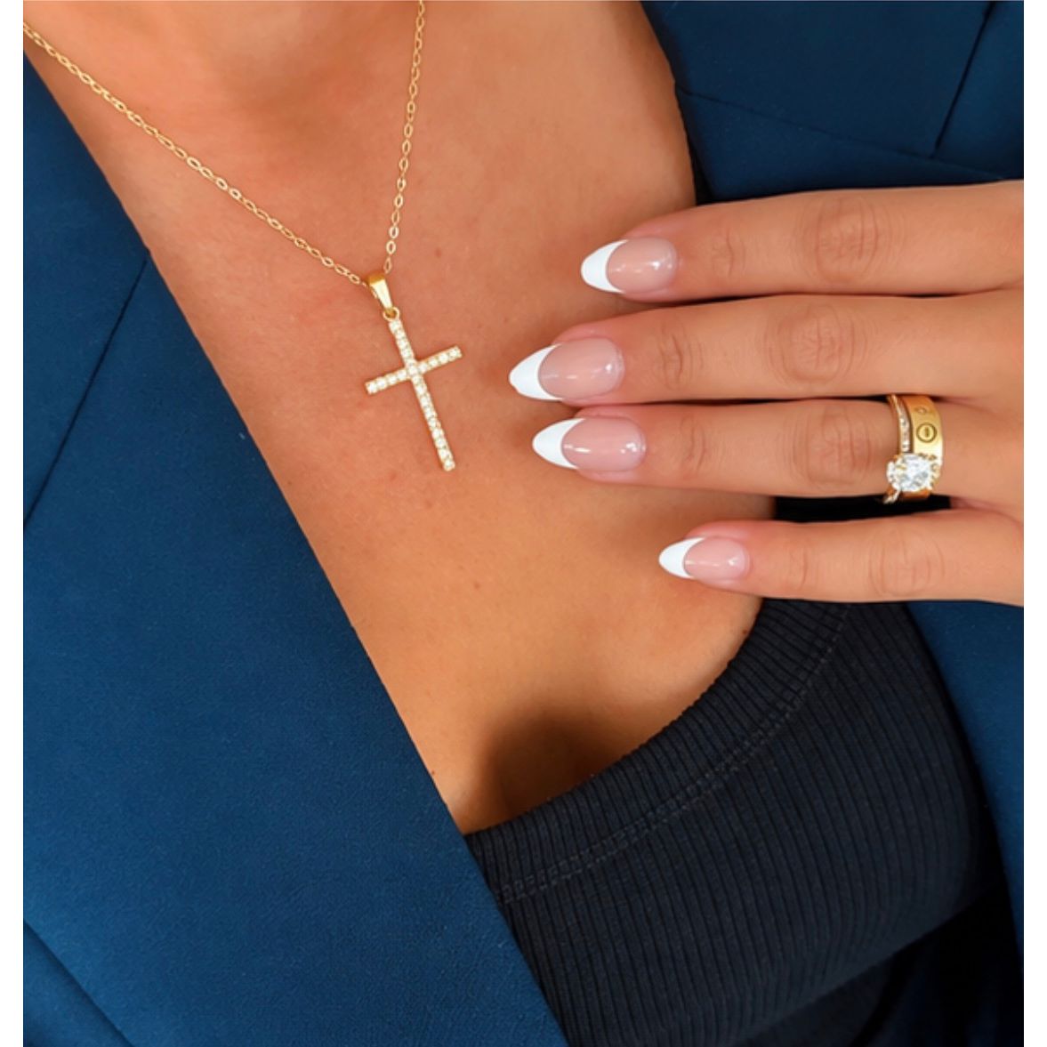 18k Gold Plated Dainty Cross Necklace – Water Resistant, Adjustable 15–17 Inches