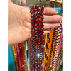 Long Iridescent Multi Red Beaded Necklace