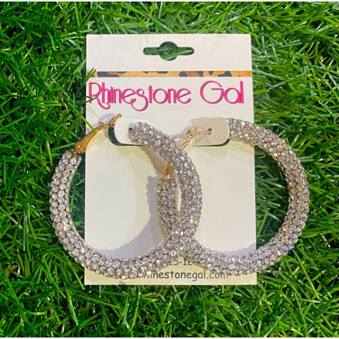 Clear Crystal Rhinestone Hoop Earrings – 2.5"