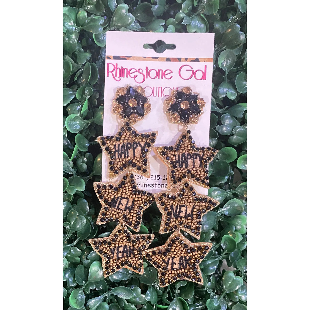 Triple Star Happy New Year Drop Earrings