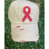 Distressed Vintage Cap with Pink Breast Cancer Ribbon