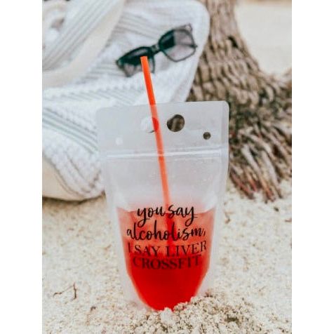 Funny Reusable Drink Pouch with Straw – Pool & Beach Party Cocktail Bag