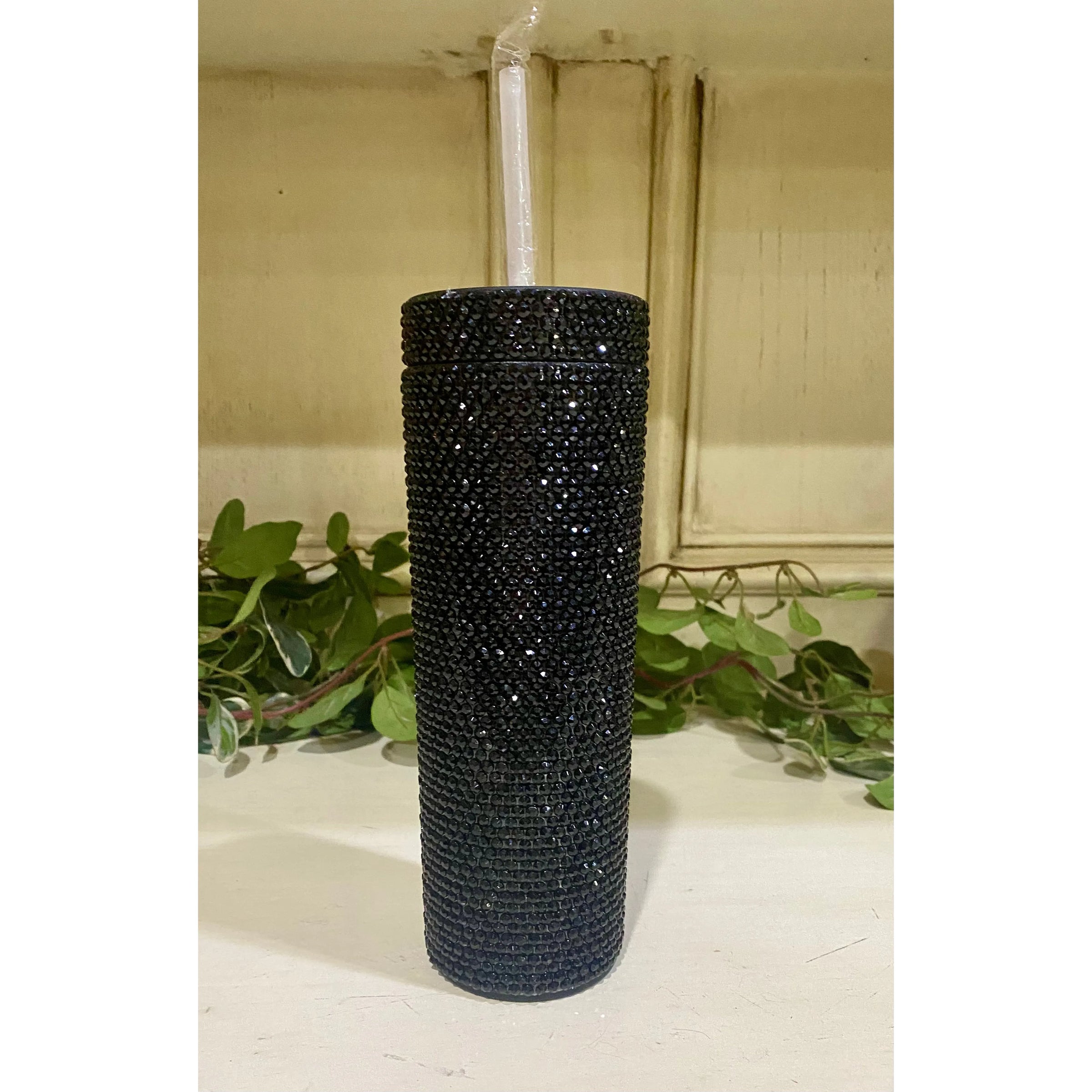 Dazzle While You Sip Black Rhinestone Tumbler