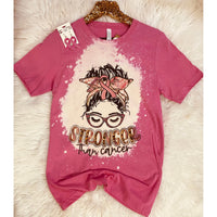Stronger Than Cancer Bleached Pink Tee
