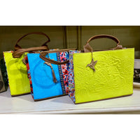Artisanal Embroidered Look Leather Tote Bag – Medium